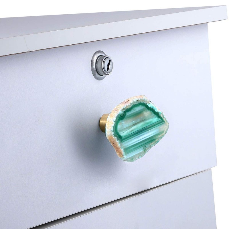KYEYGWO Agate Slice Cabinet Drawer Knobs Cupboard Door Knobs Pull
