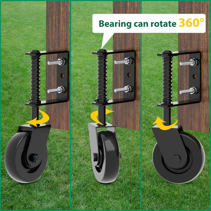 4.3"Heavy Duty Gate Wheel 360° Rotation Gate Wheel with Spring