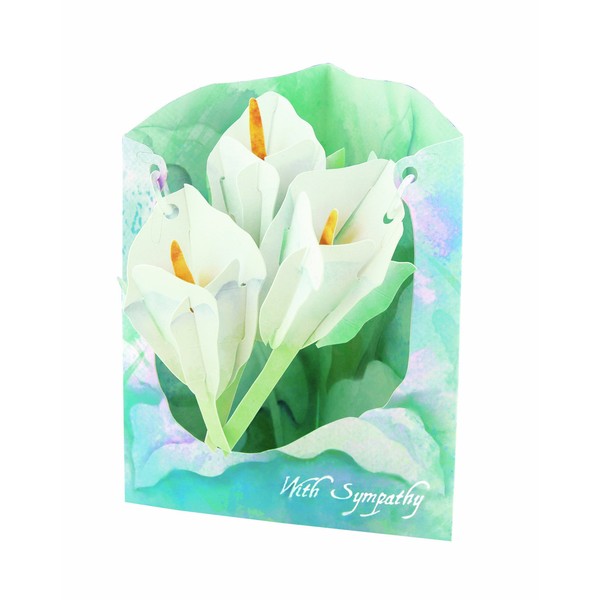Santoro Interactive 3D Swing Greeting Card, Sympathy Watercolor Lilies