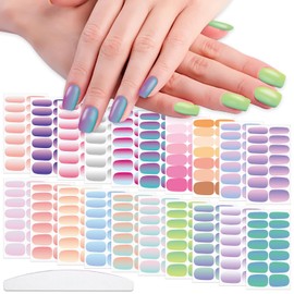 WOKOTO 20 Sheets 280 Pieces 3D Solid Gradient Nail Polish Strips for Women Cat Eye Design Nail Art Gel Stickers Wraps Gel Nail Stickers Full Nail Wraps Stick On Nails Polish Stickers Press On Nails