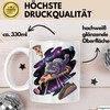 Pizzaesser Tasse Geschenk Katze isst Pizza im Weltall Lustig (Weiß)