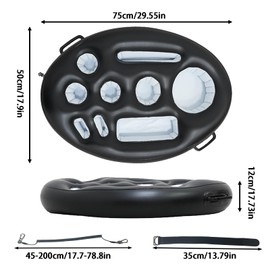 Aufblasbare Getränkehalter Pool 9 Löcher, Schwimmendes Tablett mit Zugseil 75x50 Große Kapazität Floating Coasters 2 in1 Schwimmender Pool Bierhalter Poolbar Zubehör für Sommer Schwimmbad Party