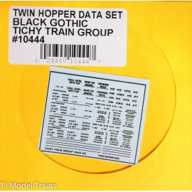 TICHY TRAIN GROUP Decal / Tichy Train Group HO #10444 Twin Hopper Data Set Black Gothic Lettering