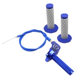 YWLUWEI Throttle Grip Motorcycle 7/8" 22mm CNC Aluminum Quick Twister with Throttle Cable and Handlebar Grip for CRF50 KLX SSR TTR 110 125 150 200 250cc Dirt Pit Bike ATV Mini Bike (Blue)