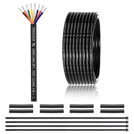 22 Gauge 8 Conductor Electrical Wire 25FT, UL 2464 22 AWG 8 Wire Cable Tinned Copper Stranded 22/8 Way Wire for LED Lighting, Outdoor Low Voltage Extension Cable, Speaker Wire, Automotive etc.