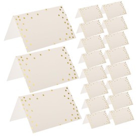 LIFKOME 50pcs Elegant Gold Foil Table Name Cards Stylish Wedding Sign Cards for Table Seating Easy to Write Stand for Various Events and Parties
