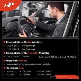 A-Premium Turn Signal Switch, Headlight Dimmer Multifunction Switch Compatible with Kia Sportage 2005-2010/2012 & Hyundai Tucson 2005-2009, Accent 2000-2005, Replace# CBS1622, 934102E000