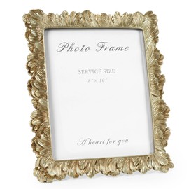 VAN GOGH ART Gold 8x10 Picture Frame, Vintage Gold Palm Leaves Textured Hand-Crafted Resin with Glass Front Elegant Retro Vintage Design Photo Frame for Wall and Tabletop Display Home Decor