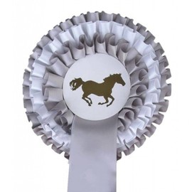 HKM 6249 Tournament Bow Triple Rosette Winner Bow Competition Bow 3-Ply Gold/White