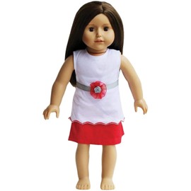 The New York Doll Collection Outfit - White Top and Red Skirt with Matching Red and Silver Belt - For 18 inch/46cm Fashion Dolls – Dolls Clothes Accessories