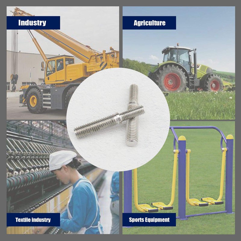 2Pcs Double End Threaded Stud Bolts M8 to M10 55mm