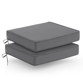 WEOAVRY Outdoor Chair Cushions Set of 2, Waterproof Patio Chair Cushions, Outdoor Patio Furniture Replacement Seat Cushions, 17 x 16 x 2 inch, Dark Grey