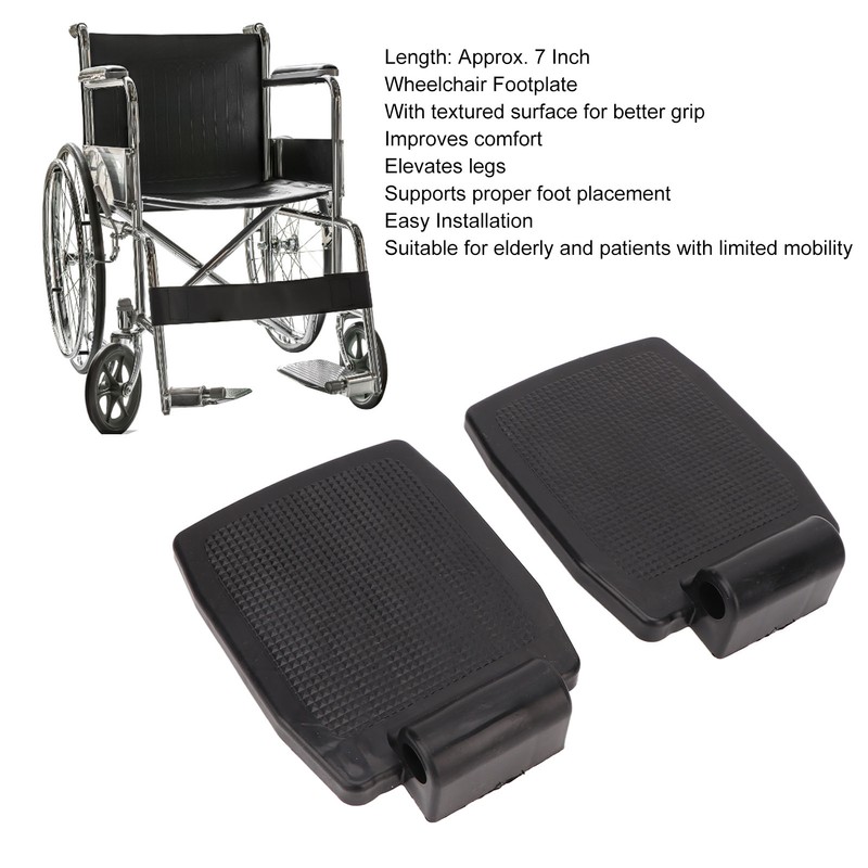 2pcs Wheelchair Footplate Plastic Ergonomic Wheelchair Footrest Pedal Replacement Accessory