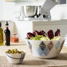 Omada Design 12 cm 0.5 L Bowl with White Interior and Colored Decoration, in Unbreakable Plastic, Stackable and Dishwasher Safe for Outdoor environments Plexart line