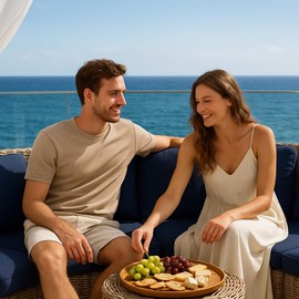 Codi Outdoor Deep Seat Cushion Set 24x24x4 Inch - Textured Linen Fabric, Waterproof, Fade Resistant, Stylish Chair Cushions Replacement for Patio Furniture, Navy Blue