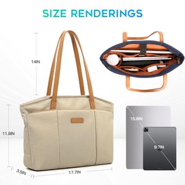 BANGE Women shoulder backpack for Daily needs,Tote bag can hold 16 Inch laptop (Khaki)