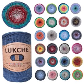 Lukche 2mm Multicolor Cotton Macrame Cord 246 Yards (225 Mt) Premium Cotton Rope, Rainbow Yarn Crochet Macrame Bag Craft for Wall Hangers, Bags, Bottom Plates, Carpets (8027)-1