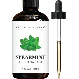Brooklyn Botany Spearmint Essential Oil - Huge 4 Fl Oz - 100% Pure and Natural - Premium Grade with Dropper - for Aromatherapy and Diffuser
