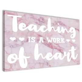 Hippowarehouse Teaching is a work of heart Printed Canvas 41cmx61cm Wall Art Design Classroom Gym Room Home Office Décor
