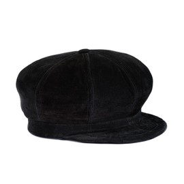 Suede Leather Classic Vintage Spitfire Ivy Newsboy Gatsby Ivy Cabbie Hat Cap for Men Women - One Size (Black)