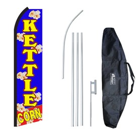"Kettle Corn" 12-Foot Swooper Feather Flag and Case Complete Set.Includes 12-Foot Flag, 15-Foot Pole, Ground Spike, and Carrying/Storage Case