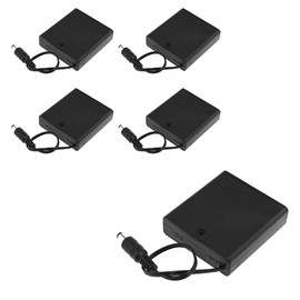 Nicear 5er-Pack DC 5,5 x 2,1 mm Stecker mit 4 x 1,5 V 6 V Batteriehalter mit Ein-/Ausschalter und Abdeckung AA-Batteriebox-Serie mit Abdeckung, einfach zu installieren