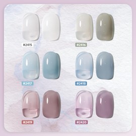 GAOY Mizzle Gel Nail Polish, Jelly Milky White Blue Gray Purple, Sheer Gel Polish Kit for Salon Manicure and Nail Art DIY at Home