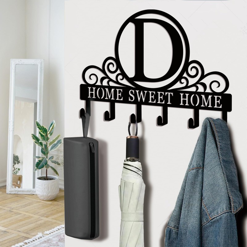 SIFZYJGN Metal Letter D Key Holder for Wall, Monogram Coat