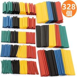 Heat Shrink Tubing Insulation Tubing, Waterproof, Flame Retardant, Shrink Tubing, Black, Φ0.04-0.5 inches (1-13 mm) (Set of 328 Pieces)
