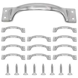 Mormchlots 12Pcs 5.74"/146mm Stainless Steel Gate Handles, 6 Inch Silver Garage Door Handles, Screen Door Handle, Shed Door Handle for Outdoor Wooden Fences
