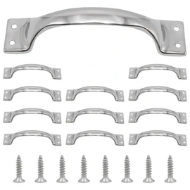 Mormchlots 12Pcs 5.74"/146mm Stainless Steel Gate Handles, 6 Inch Silver Garage Door Handles, Screen Door Handle, Shed Door Handle for Outdoor Wooden Fences