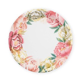Weddingstar Large Round Disposable Paper Party Plates - Modern Floral - Set of 8