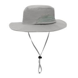 YAMEIZE Waterproof UPF50+ Bucket Hat with String - for Women Men UV Protection Adjustable Fishing Hat with Strap Safari Hat Hiking Climbing Outdoor Light Grey