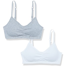 Fruit of the Loom Girls' With Removable Cookies, 2-pack training bras, White/Heather Grey, 36 US