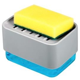 EMAGIE Dispensador de Jabón Cocina: Jabonera Despachador de Jabon Liquido para Trastes de Cocina Soap Dispenser con Esponja para Fregadero 330 ML