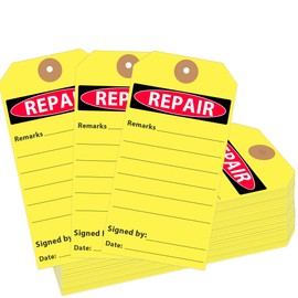Repair Required Tags Yellow Maintenance Required Tag 100 Pcs Service Tags Quality Equipment Status Tag for Warehouse Quality Control 2.6 x 5.3 Inch