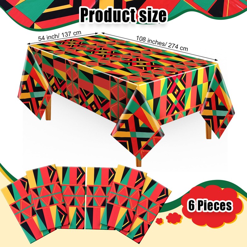 Frienda 6 Pcs African Print Tablecloths 54 x 108 Inch