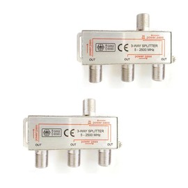 Woostars 3-Way Coaxial Cable Splitter (RG6 Compatible, F-Type, 5-2500MHz) Digital Signal Female Coax Splitter - Works with Satellite, Antenna, HDTV, Amplifier, CATV Cable TV 2-Pack