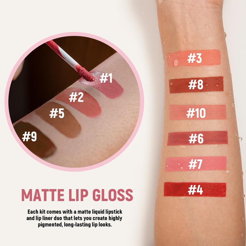 VIOLA HOUSE Lipstick Lip Liner Set, Matte Lipstick Liquid, Lip