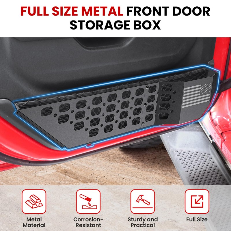 DIAMOOKY Metal Front Door Pocket Storage Box for Jeep Wrangler