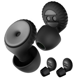 BNU Ear Plugs for Concerts, 2 Pairs 25-35dB Noise Cancelling Earplugs for Work, Motorcycle Reusable High Fidelity Noise Reduction Ear Plugs with 6 Pair Silicon and Memory Foam Tips in S/M/L, Black