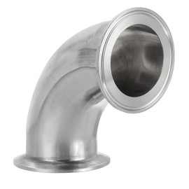 PATIKIL 90 Degree Elbow 2 1/4 "(57mm) Tube OD, 304 Stainless Steel Sanitary Pipe Fittings 2.5" Tri Sanitary Clamps 77.5mm Ferrule Flange OD for Dairy Beverage Plumbing Systems