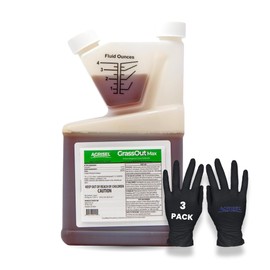 Agrisel GrassOut Max Weed Killer, Targets 50+ Grassy Weeds Without Harming Desired Plants, Pet Safe, Large Area Treatment, Easy Application, 3-Pack of Disposable Gloves Included, 32 Ounces