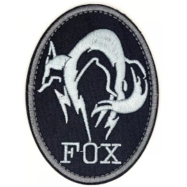 METAL GEAR  Metal Gear Fox SWAT Black and Silver Tactical Embroidered Patch 2.5" x 3.5"