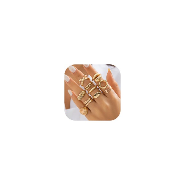 Chunky Gold Rings Set for Women Stackable Gold Rings Chunky