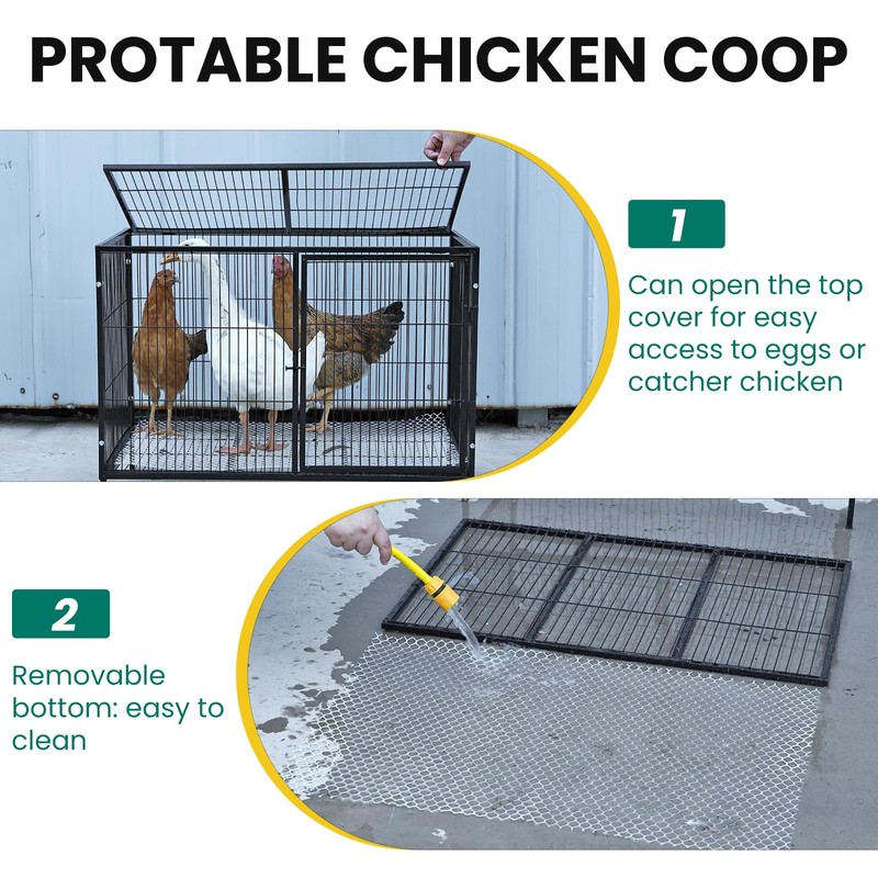 MUDUOBAN Small Chicken Coop with 4-6 Chickens,Outdoor,Predator Proof, Metal