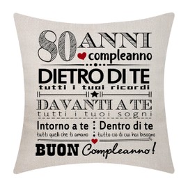 Aocaso 80th Birthday Gift for Women Men Cushion Covers for 80 Years 80th Birthday Happy Birthday Inspirational Cushion Covers for Wife Husband Mum Dad Grandma Grandpa Sister Brother