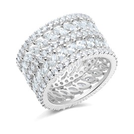 14K White Gold Plated Marquise Cubic Zirconia Eternity Statment Ring for Women (8)