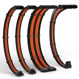 LTC 12VHPWR PSU Cable Extension Kit, 16AWG PCI-E 5.0 Power Supply PC Cable Extension, 1x 24 Pin ATX /2X 8Pin (4+4) EPS Cable / 3X (6+2P) to 12+4 Pin GPU, Soft Braided Sleeve Cable Combs, 300mm