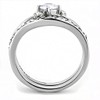 YourJewelleryBox STAINLESS STEEL 3stone SIMULATED DIAMOND RING WEDDING ENGAGEMENT SET